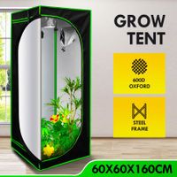 60x60x160cm Grow Tent Hydroponic Indoor Plant Room Growing Tent 600D Reflective Oxford Fabric