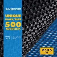 Pool Safety Cover Swimming Blanket Solar Bubble Mat Inground Above Ground 500 Micron 9.5mx5m Blue Black