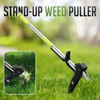 Garden Weed Puller Stand Up Weeder with 4 Steel Claws, Long Handle, Lawn Plant Root Removal Tool