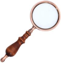 10X Vintage Handheld Copper Magnifying Glass with Wooden Handle Best Reading Magnifier for Collection Elderly Reading