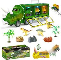 Dinosaur Toys for 1-6 Year Old Boys, Kids Toys Pull Back Dinosaur Transport Truck with Sound and Music&Light Toy Cars