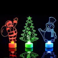 3Pack 3D Christmas 7 Colors Change Lamps, Acrylic Santa Claus Snowman Xmas Tree Figure LED Night Light for Decoration Christmas and Birthday Gifts