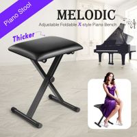 Melodic Folding Adjustable Keyboard Piano Bench Seat Stool Chair Padded X Style