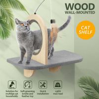 AFP Cat Wall Mounted Shelf Climber Perch Step Climbing Furniture Self Grooming Feather Toys