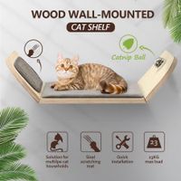 AFP Wood Cat Wall Mounted Bed Climbing Shelf Scratcher Soft Mat Pad Climber Catnip Ball Pet Furniture