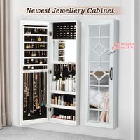 Wall Mounted Mirror Jewellery Cabinet Box Display Case Organiser Armoire Earrings Necklace Rings Holder 110cm