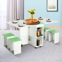 Multifunctional 5-Piece Wooden Folding Table and Chair Set Modern Home Furniture