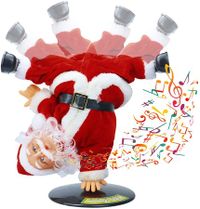 Christmas Ornament Decoration Gift Rotating Street Dance Inverted Electric Santa Toy Christmas Plush Toy with Singing Spinning and Dancing