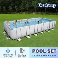 Bestway Rectangular Above Ground Pool Luxury Swimming Bath Spa Set 7.32m x 3.66m x 1.32m