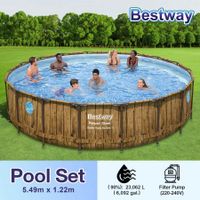 Bestway Round Above Ground Swimming Pool Portable Backyard Pool Set with Filter Pump 5.49x1.22m