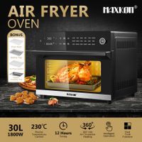 Maxkon 30L 18-In-1 Large Oil Free Air Fryer Oven Cooker 1800W Dual Cook Function Black