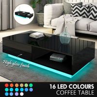 Modern Rectangle Coffee Table Living Room Storage Unit Furniture High Gloss with 1 Drawer Black
