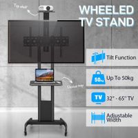 Mobile TV Stand Freestanding TV Bracket Swivel Television Mount with Shelf for Screen 32 to 65 Inch