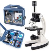 1200X Kids Microscope Set of 28, Metal Body Microscope, Come with Plastic Slides, Carrying Box