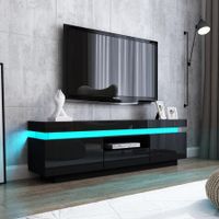 TV Cabinet Stand Entertainment Unit LED TV Console Table Furniture 2 Doors 1 Drawer Black