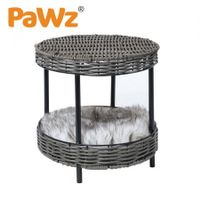 PaWz Rattan Pet Bed Elevated Raised Cat Dog House Wicker Basket Kennel Table