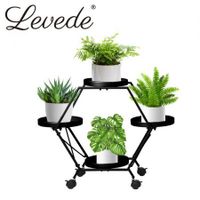 Levede Plant Stand Metal Outdoor Indoor Garden Decor Flower Pot Rack Iron Wheels