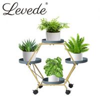 Levede Plant Stand Metal Outdoor Indoor Garden Decor Flower Pot Rack Iron Wheels