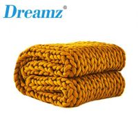 Dreamz Knitted Weighted Blanket Chunky Bulky Knit Throw Blanket 3KG Yellow