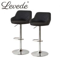 Levede 2x Bar Stools Kitchen Barstools PU Leather Chairs Gas Lift Swivel Black
