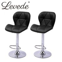 Levede 2x Bar Stools Kitchen Barstools PU Leather Chairs Gas Lift Swivel Black