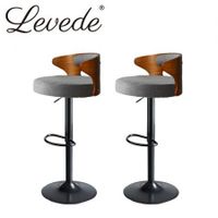 Levede 1x Bar Stools Kitchen Gas Lift Wooden Beech Stool Chair Swivel Barstools