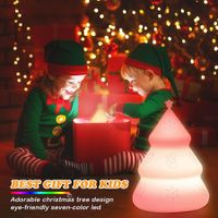 Children's room night light Christmas tree lamp with 7 LED color-changing rechargeable lamp portable silicone night light Christmas birthday gift