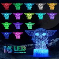 3D Baby Yoda Toys Night Light Pattern and 16 Color Change Decor Lamp Star Wars Toys and Gifts for Boys Girls and Any Star Wars Fans