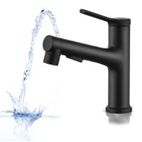 Black Utility Sink Faucets for Bathroom with Hole Deck Mount Single Handle Brass Fountain