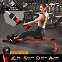 Genki Hydraulic Exercise Rowing Machine Indoor Home Rower Adjustable 12-Level Resistance LCD Monitor