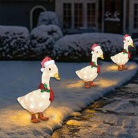 Light-up Acrylic Duck with Scarf Holiday Christmas Decoration Colorful light Batteries Power