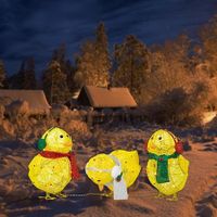 3pcs Light-up Acrylic Chicken with Scarf Holiday Christmas Decoration Colorful light Batteries Power