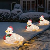 2021 Newest Scarf Duck Stake Lights Christmas Decoration, LED Acrylic Duck Christmas Ornaments Light Up Duck with Scarf Holiday Decoration 22*27cm
