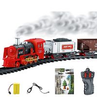Electric Smoke remote control rail train simulation model rechargeable steam train children's toy set(Random Style)