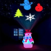 Christmas Snowman Projector Lights, Decorative Projection Lamp with Snowflake, Snowman,Tree, Ball Patterns for  Night Decoration Xmas Party