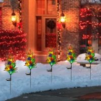 2X Solar Garden Tree Lights 2 Modes 12 Lamp Beads Multi-Color Waterproof Holiday Lights for Yard
