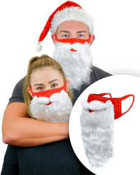 Christmas Decoration Holiday Mouth Mask And Hat  Funny Fake Santa Claus Beard Face Cover Party Cosplay Party Xmas