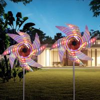 2 Pack Solar Windmill LED Light Outdoor Decorative Garden Color Changing for Yard Lawn, Patio