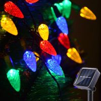 Solar Christmas Lights Outdoor C6 Strawberry String Lights for Christmas Tree, Holiday, Arbor Decor(Multicolor, 8 Modes)