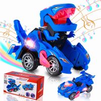 Transforming Dinosaur 2 in 1 Automatic Transformer Dino Cars with LED Light COL.Blue