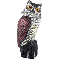 Plastic Owl Scarecrow Sculpture with Rotating Head for Garden Yard Outdoor