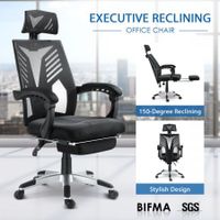 Executive High Back Mesh Office Computer Chair with Retractable Footrest