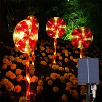 Solar Christmas Candy Cane Lights Solar Lawn Lamp Outdoor LED Christmas Decor Garden Pathway Markers Candy Lights