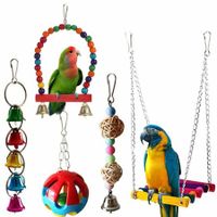 5 Pcs Bird Parrot Swing Toys for Budgerigar, Parakeet, Conure, Cockatiel, Mynah, Love Birds, Finches and Other Small to Medium Birds