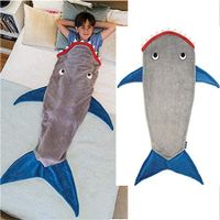 Children's Shark Tail Sleeping Bag Flannel Autumn and Winter Thick and Warm, Suitable for 3-10 Years Old