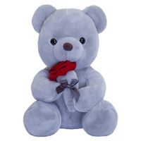 Teddy Bear Plush Toy With Rose, Cute Stuffed Animal Toys Pillow Bear Doll Gift For Kids 23cm