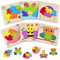 Wooden Puzzles for Toddler,Gifts Toys for 1 2 3 Year Old Boys Girls Baby Infant Kids Montessori Learning 6 Animal Pattern Jigsaw Puzzles Stem Developmental Toy (6 Animals)