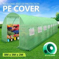 8x3x2m Greenhouse Large Portable Walk In Tunnel Backyard Garden Outdoor with PE Cover 16 Vents