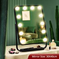 Maxkon LED Lighted Hollywood Makeup Mirror with Dimmable 12 Lights Touch-Screen 360 Rotation Black 30x40cm