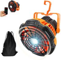 Battery Operated Fan With Carry Bag & Light For Camping Tent & Hammock, 2 in 1 Remote USB Rechargeable Fan With LED